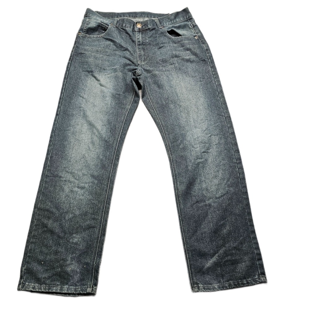 Beverly Hills Polo Club Jeans Mens 34x30 Gray Denim Faded Dark Wash Straight Leg